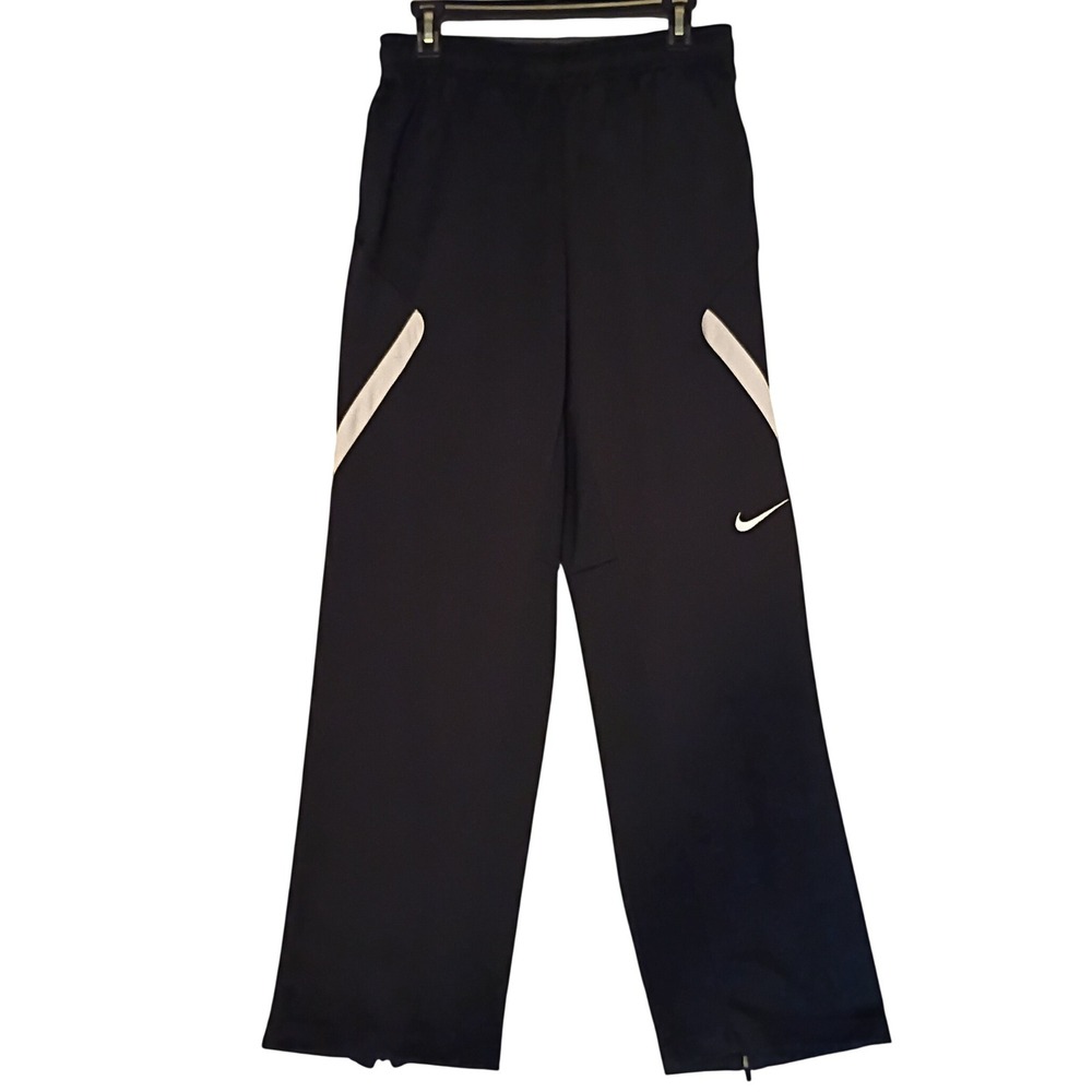 Nike Dri-FIT Track Pants Mens Medium Black Zip Hem Pockets Embroidered Swoosh
